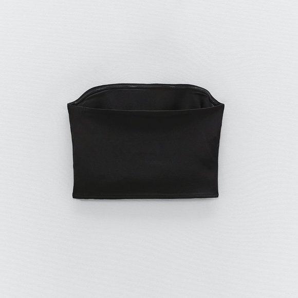 NWT - Zara Black Satin Bandeau Top - Picture 3 of 7